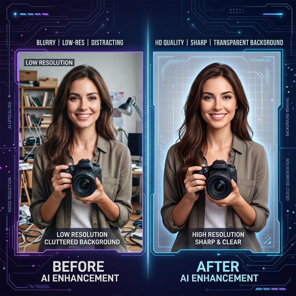 AI Image Enhancement Illustration